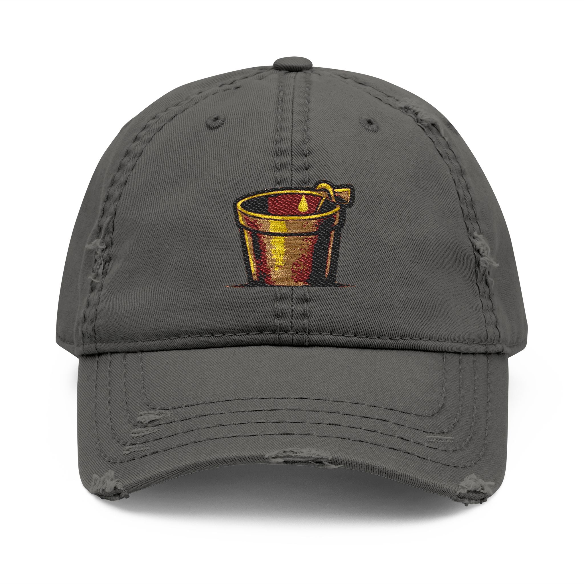 Distressed Hat with Embroidered Maple Syrup Bucket — 'Tap the Maple' Vintage Dad Cap